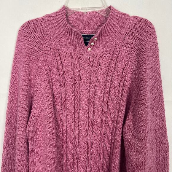 Karen Scott Cable Knit Pullover Pink Sweater Size Large - Picture 3 of 9